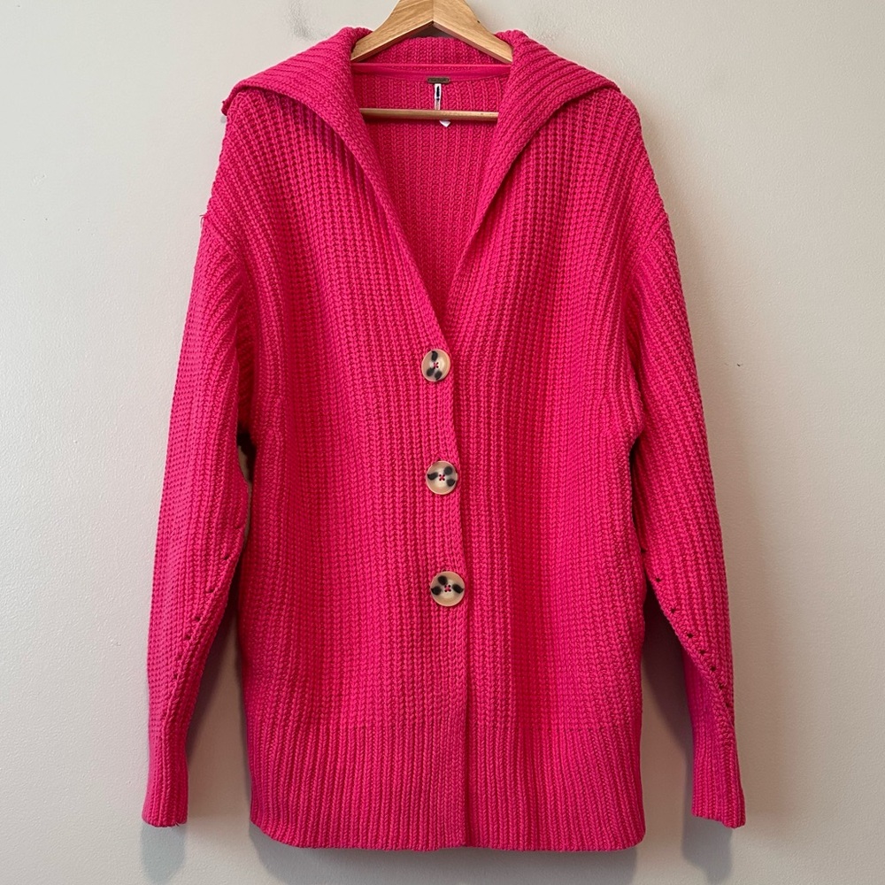 FREE PEOPLE Swim Too Deep Cardigan in Pink XS